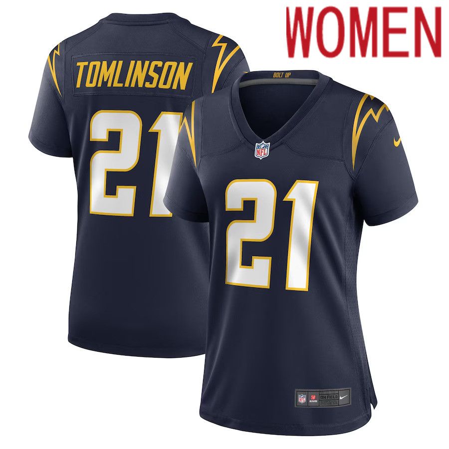 Women Los Angeles Chargers #21 LaDainian Tomlinson Nike Navy Retired Player NFL Jersey->women nfl jersey->Women Jersey